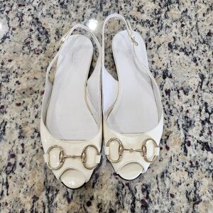 White Gucci Slingback Shoes